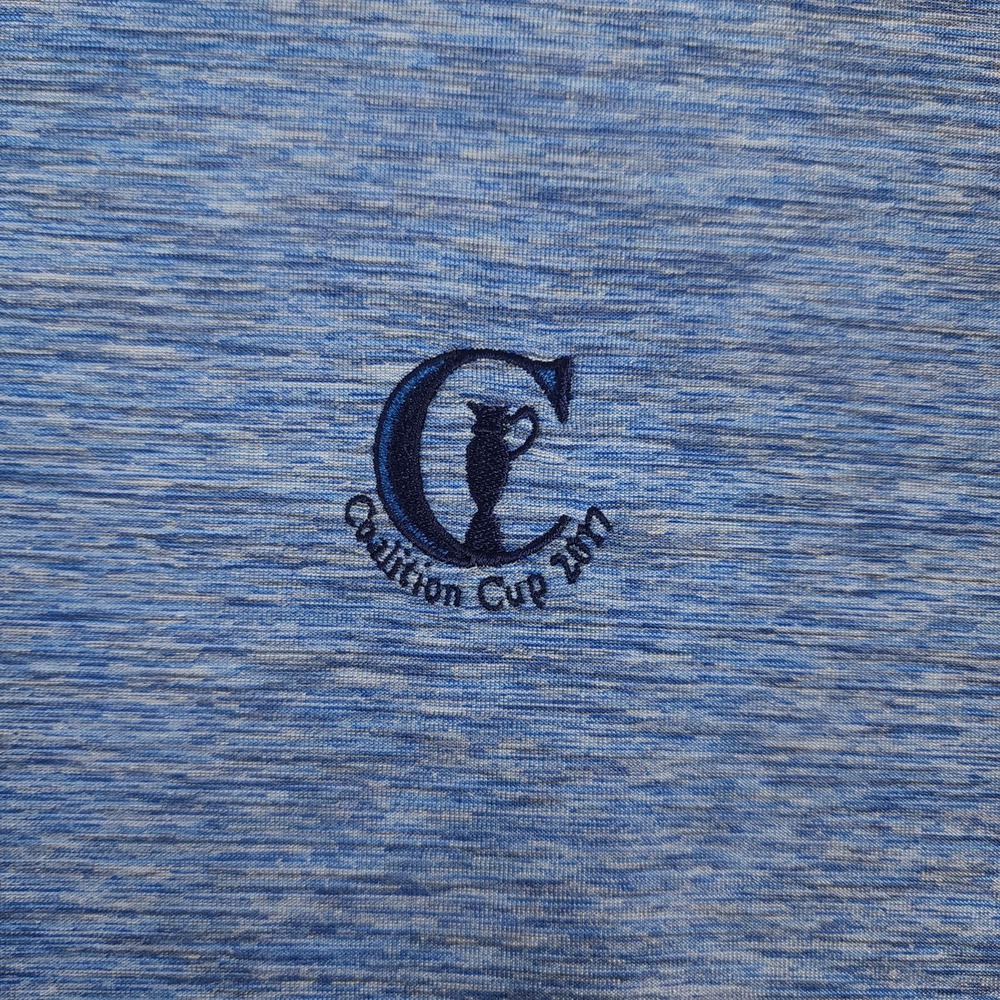 FootJoy Polo Shirt Mens XXL Blue Heathered Golf Performance FJ Logo Short Sleeve - Picture 5 of 12